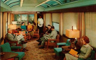 Vintage Postcard Interior Club Car Seaboard Railroad 
