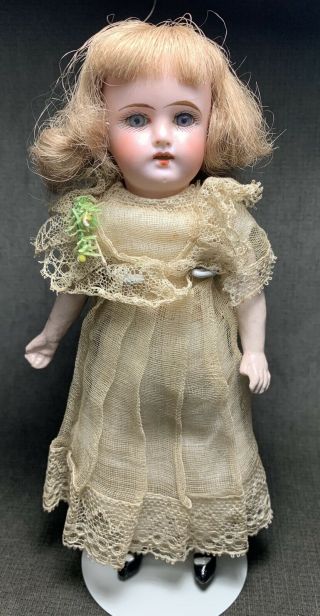 Antique 8” Cabinet Mignonette Size German Bisque Head Composition Doll Dep 12/0