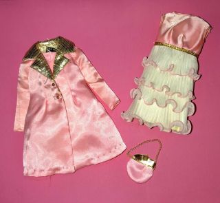 Vtg Barbie Doll Jc Penney Pink Premiere 1596 - Dress Coat Purse Exc Vhtf