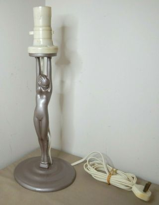 Vintage Art Deco Diana Brass Lady Lamp - Anodized Metalic Pinkish Mauve