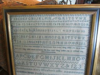 VINTAGE ANTIQUE DATED 1826 MARY ELLIS STITCHED EARLY AMERICAN SAMPLER IN FRAME 2