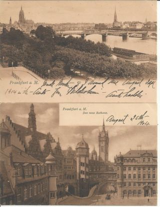 3 Vintage Sepia Postcards Of Frankfurt Germany From 1904