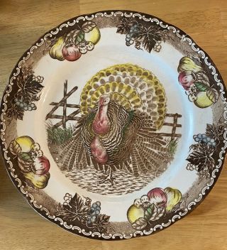 Vintage King Tom Thanksgiving Turkey 8 Huge 11.  5 In Dinner Plates Saucers Cups