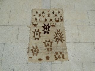 Vintage Moroccan Azilal Rug Handmade Old Beni Ourain Carpet Berber 4 