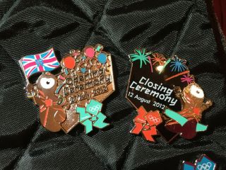 2012 London Olympic Pin Opening Closiong Ceremonies Mascot - 2 Pins