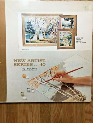 Vintage 60s Craft Master Numbered Oil Painting Set/3 NA - 442 The Birches Deer NOS 3