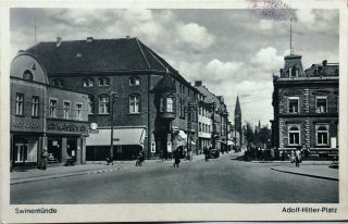 Postcard Vintage Swinemünde Adolf - Hitler - Platz Verlag: Anton Goerlich,  Misdroy