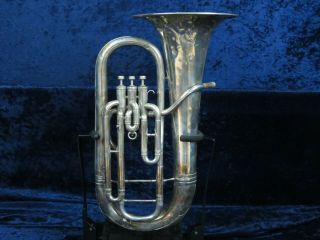Jw York & Sons Silver 3 Valve Euphonium Ser 19014 Good Playing Vintage Horn