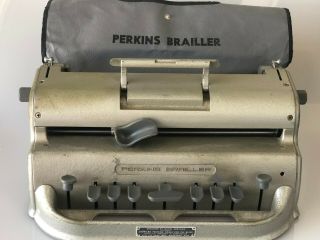 Vintage Perkins Brailler David Abraham Braille Typewriter With Cover