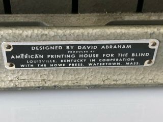 Vintage Perkins Brailler David Abraham Braille Typewriter With Cover 2