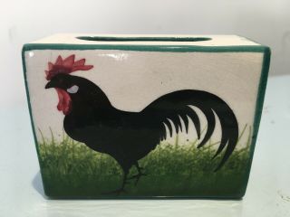 Vintage Wemyss Pottery Black Cockerel Matchbox Case / Holder Thomas Goode & Co
