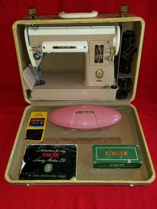 Vintage Singer 301a Sewing Machine With Case And Attachments