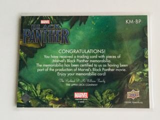 Black Panther Marvel movie double memorabilia insert card KM - BP 2