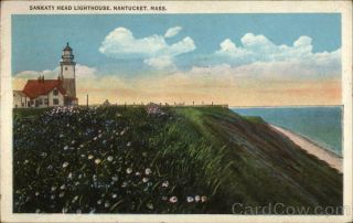1931 Nantucket,  Ma Sankaty Head Lighthouse Tichnor Massachusetts Postcard Vintage