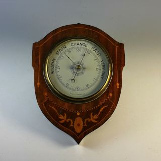 Charming Vintage Aneroid Barometer Inlaid Wood Case