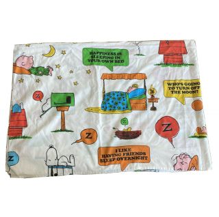 Vintage Snoopy Charlie Brown Peanuts Happiness Is Being Flat Bed Sheet 70s Usa