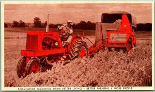 Vintage 1950s Allis - Chalmers Advertising Postcard Forage Harvester Tractor Unuse