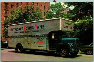 Vintage York City Nyc Advertising Postcard Stuyvesant Moving Vans C1960s