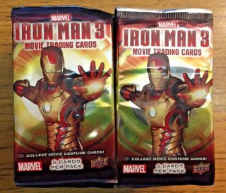 Iron Man 3 Movie Trading Cards Upper Deck Box 50 Packs Of 5 Marvel Comics