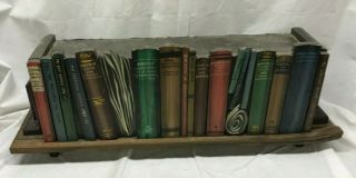 Vintage Hand Painted Wood Decorative Book Shelf Hidden Secret Storage Box