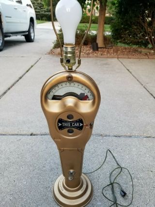 Vintage Pom Duncan Miller Parking Meter Lamp For 1 & 5 Cent Coins With Key