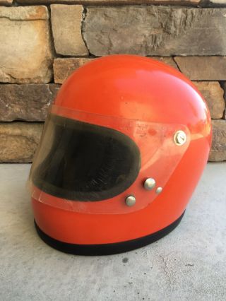 Vintage 1970’s Bell Star Toptex Motorcycle Helmet Size 7 1/4 Full Face & Visor