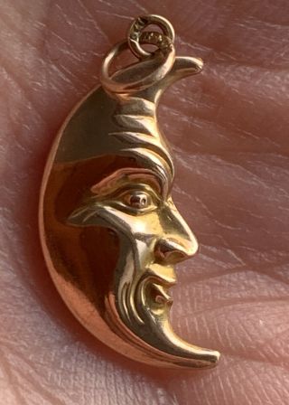 Rare Vintage Hallmarked 9ct Gold Charm/pendant Man In The Moon Mb & Co