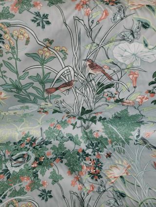 Vintage John Jacoby Schumacher " June " Designer Fabric Birds Garden Trees Blue