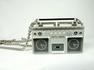 Vintage Chad Muska Blaster Boombox Pendant Necklace Dual Time Watch K1010