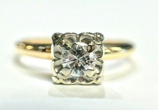 Vintage 14k Yellow Gold 0.  25 Ct Diamond Solitaire Engagement Ring,  Size 6,  2.  2g