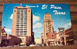 Vintage Postcard Welcome To El Paso,  Tx