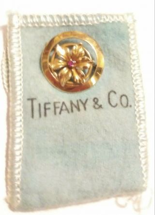 Vintage Tiffany & Co.  14 Karat Yellow Gold And Ruby Pin Brooch Not Scrap