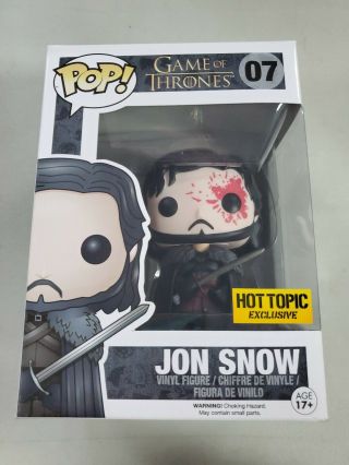 Funko Pop Game Of Thrones 07 Jon Snow (bloody) Hot Topic Exclusive W/protector