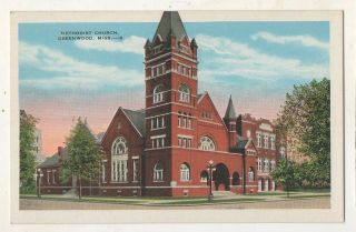 Methodist Church Greenwood Ms Vintage Mississippi Postcard
