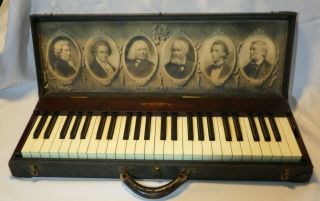 Vintage Mrs.  A.  M.  Virgil York Silent Practice Piano Keyboard In Case