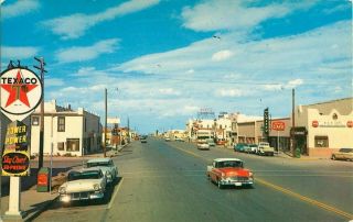 Vintage Main Street,  Texaco Gas Station,  B&b Cafe,  Van Horn,  Texas Postcard