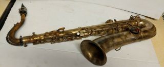 Vintage 1914 C.  G.  Conn Selmer York Silver Plated Curved Soprano Saxophone