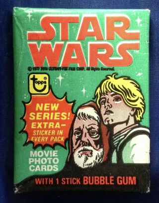 (1) 1977 Topps Star Wars 4th Series 4 Green Border Wax Actual Pack 1