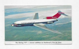 Vintage Chrome Postcard Northwest Orient Airlines Boeing 727 Fan - Jet M592