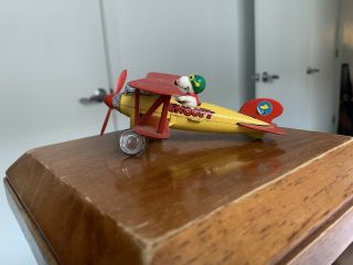 Vtg Diecast Snoopy Red Baron Bi Plane 1965 Aviva Toy Co United Feature Syndicate