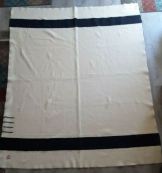 Vtg 1917 - 29 Hudson Bay Large Quality 4 Point Blanket Wool Throw 87 " X 71 1/2 "