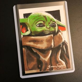 The Child Baby Yoda Mandalorian Star Wars 1/1 Art Sketch Card Aceo