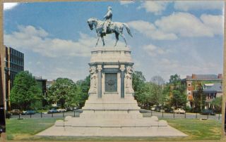 Robert E.  Lee Monument Richmond Va Confederate Civil War Vintage Postcard 1960s