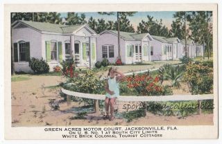 Jacksonville,  Florida - Green Acres Motor Court On Us 1 - Vintage Postcard