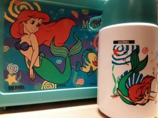 Vintage Collectible Disney The Little Mermaid Plastic Lunchbox With Thermos