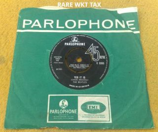 Beatles " Ticket To Ride " Orig Uk 45 Rare Wkt Tax 1r Mother Stamper