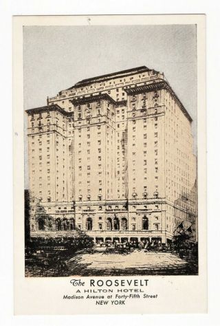 1930s Vintage Art Deco Advertising Postcard - York City The Roosevelt Hotel