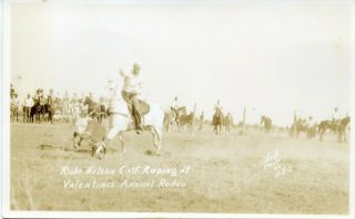 Vintage Rppc Rube Nelson Calf Roping Valentine Nebraska Rodeo O 