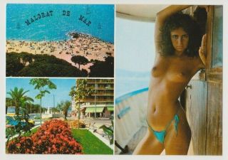 Postcard Pinup Risque Nude Girl Rare Malgrat D Mar Spain Vintage Post Card 12953