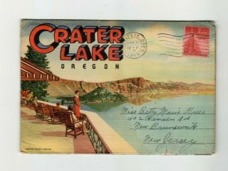 Vintage Souvenir Postcard Folder From Crater Lake Oregon